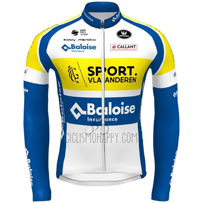 Sport Vlaanderen-Baloise Cycling Jersey Bib Tight 2021 Men Long Sleeve Sport Vlaanderen Baloise Blue Yellow